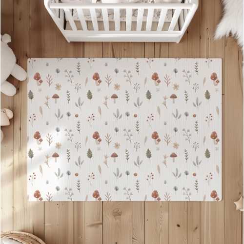 Woodland - Mushroom and Floral Rug, Carpet, kids decor, Children&#39;s Room Decor, Kids Rug, Kids Carpet, decor, Woodland decor