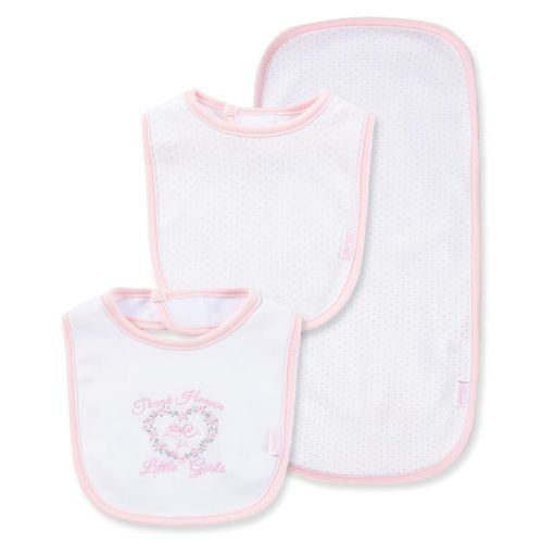 Little Me Clothes for Baby Boys’ and Girls’ 2 Bibs and 1 Burp Cloth Set, Soft Cotton Feeding Essentials with Velcro Closures