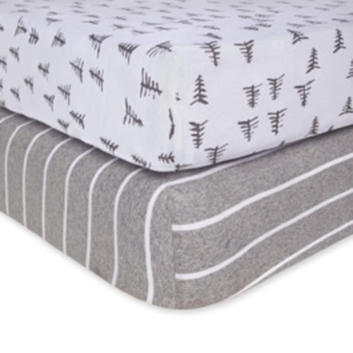 Pine Forest & Stripe Organic Cotton BEESNUG® Fitted Crib Sheet 2 Pack