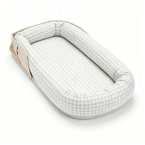 Loevin Baby Lounger for Newborn, Portable Breathable Infant Lounger for 0-12 Months Toddler, Adjustable Size Home Travel Dual-Purpose Baby Nest (Houndstooth)
