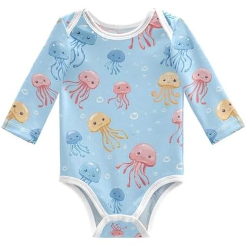 vvfelixl Baby Bodysuits Pale Pink Swans Long Sleeve Cotton Baby Clothes for Boys Girls 0-3M