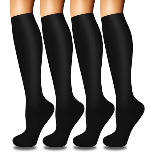 4 Pairs Compression Socks for Women Circulation-Best Support for Nurses,Running,Athletic,Travel
