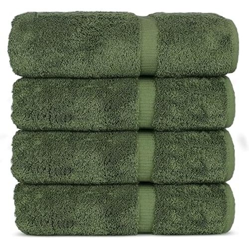 Chakir Turkish Linens 100% Cotton Premium Turkish Towels for Bathroom | 27'' x 54'' (4-Piece Bath Towels - Moss)