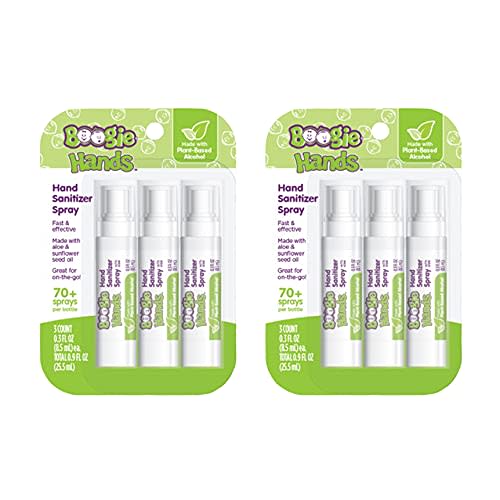Kids Hand Sanitizer Spray by Boogie for Babies &Toddlers, Great for Diaper Bags and Backpacks, Plant Based Alcohol, Made With Aloe & Sunflower Seed Oil, 3 Count (Pack of 2)…
