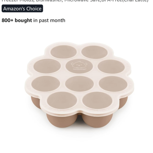 KeaBabies Silicone Food Freezer Trays with Lid, 2oz x 10 Pods Baby Food Storage Containers, Easy Puree Meal Prep, Breast Milk Silicone Freezer Molds, Dishwasher, Microwave Safe,BPA-Free(Chai Latte)