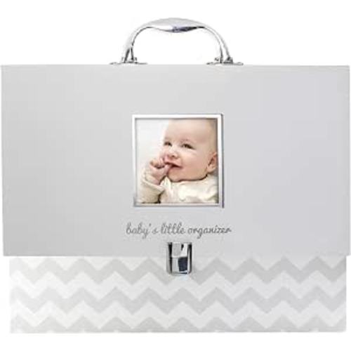Pearhead Baby Briefcase and Document Organizer, All In One Expanding File Folder, Baby's Paperwork and Records, Newborn Keepsake and Memory Box with Labels, Baby Girl or Baby Boy Gift, Gray Chevron