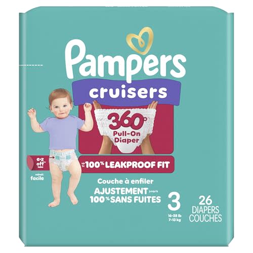 Pampers Cruisers 360 Diapers - Size 3, 26 Count, Pull-On Disposable Baby Diapers, Gap-Free Fit
