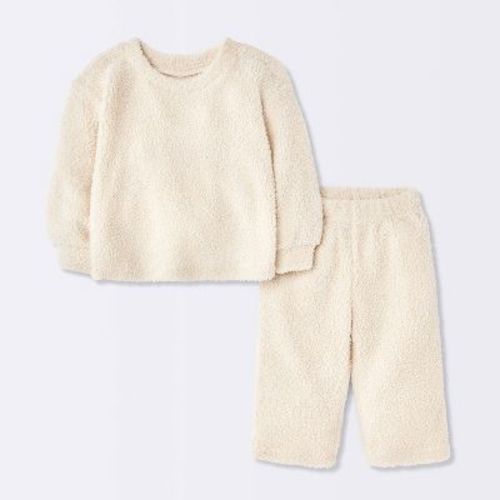 Baby 2pc Cozy Boucle Sweatshirt and Pants Set - Cloud Island™ Cream 6-9M