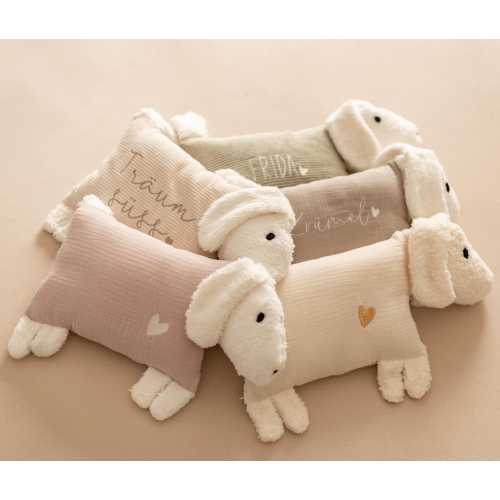 Cuddly dog - FILLED WITH MERINO WOOL, personalized pillow, birth gift, personalized, baby shower, dog pillow