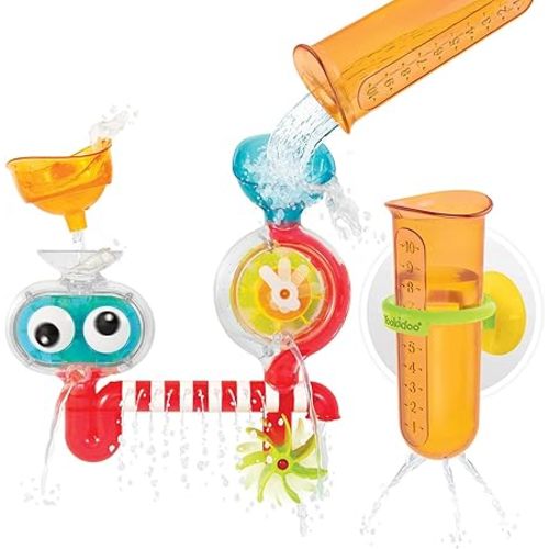 Yookidoo Baby Toddler Bath Wall Toy (Ages 1-3) Waterfall Spinning Gears & Rotating Googly Eyes - Mold Free - Attach to Any Tub or Shower - Spin N Sprinkle Water Lab - Great for Boys, Girls,& Kids