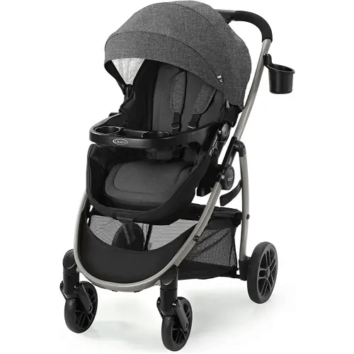 Graco Modes Pramette Stroller, Baby Stroller with True Pram Mode, Reversible Seat, One Hand Fold, Extra Storage, Child Tray, Redmond