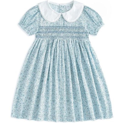 Curipeer Little Girls Summer Dress Floral Short Sleeve Cotton Casual Outfit Dress 12M-8Y
