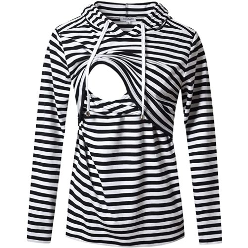GINKANA Women's Nursing Hoodie Sweatshirt Long Sleeves Breastfeeding Maternity Tops Casual Clothes