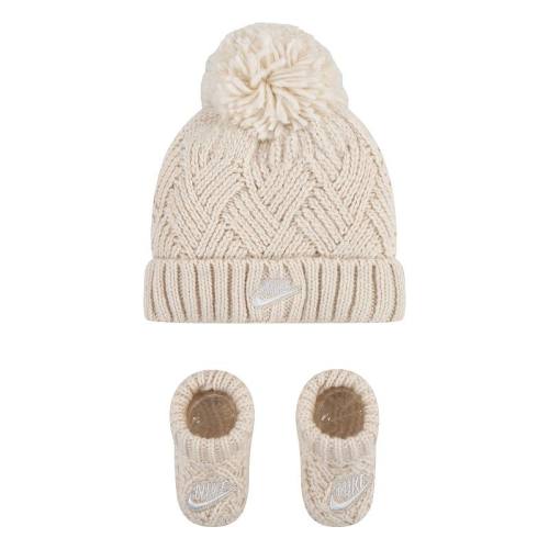 Newborn Baby Nike Cable Knit Hat & Booties Matching Set