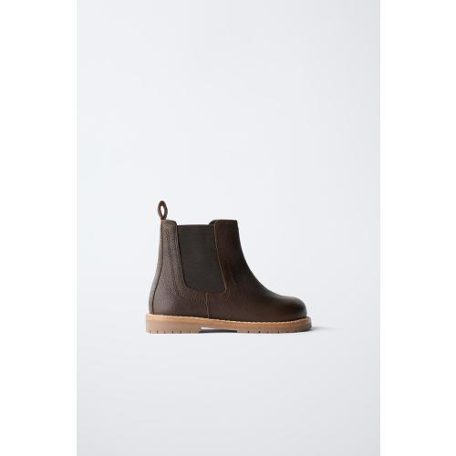 LEATHER CHELSEA BOOTS - Brown | ZARA United States