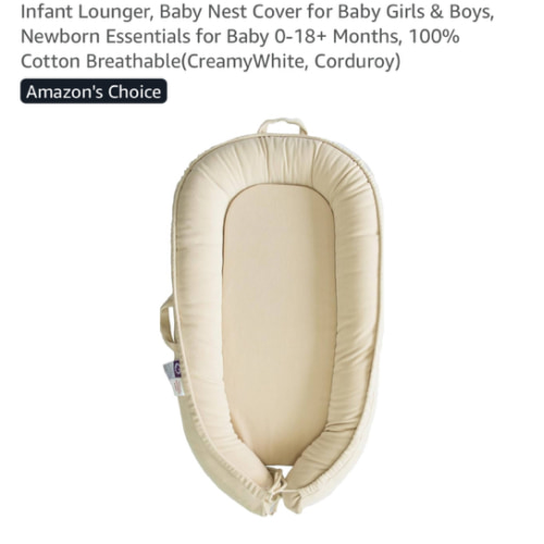 Infant Lounger, Baby Nest Cover for Baby Girls & Boys, Newborn Essentials for Baby 0-18+ Months, 100% Cotton Breathable(CreamyWhite, Corduroy)