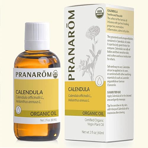 Pranarom - USDA Certified Organic French Calendula Virgin Plant Oil - 2 fl oz Glass Bottle - Gentle Soothing Oil for Sensitive Skin, Moisturizer