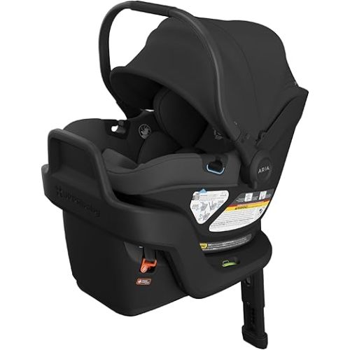 UPPAbaby Aria V2 Lightweight Infant Car Seat - Just Under 6 lbs - Base with Load Leg + Infant Insert + All-Weather FootCover Included - Direct Stroller Attachment - Jake (Charcoal/Black Leather)