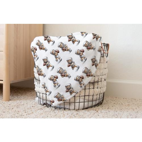 Football Baby Blanket: Teddy Bear Minky or Sherpa Nursery Decor