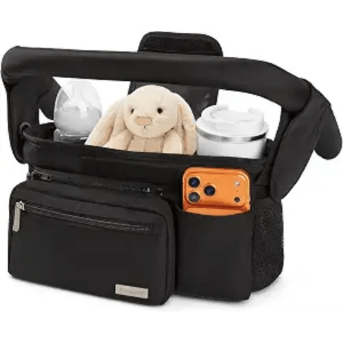 KeaBabies Stroller Organizer Bag, Stroller Caddy, Cup Holder (Matte Black)