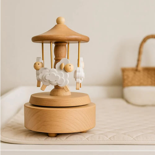 Heirloom Wooden Musical Carousel - Sheep