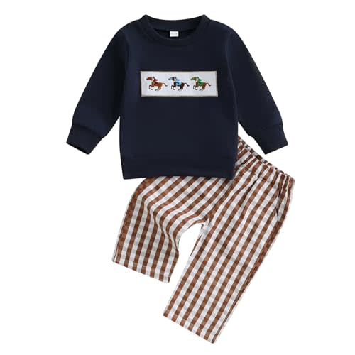 Baby Boy Sweatshirt and Pants Set, Cotton Casual Outfit, Long Sleeve Fall Winter 2PCs Toddler Clothes Set