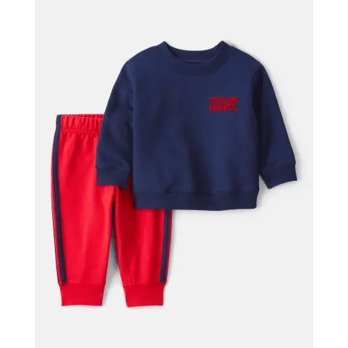 Baby Boy Valentine's Day 2-Piece Heart French Terry Long-Sleeve Tee & Pant Set - Blue | Carter's