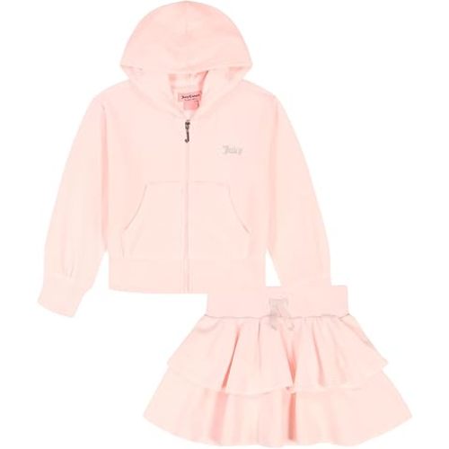 Juicy Couture Baby Girls' 2-Piece Velour Set, Zip Up with Skirt