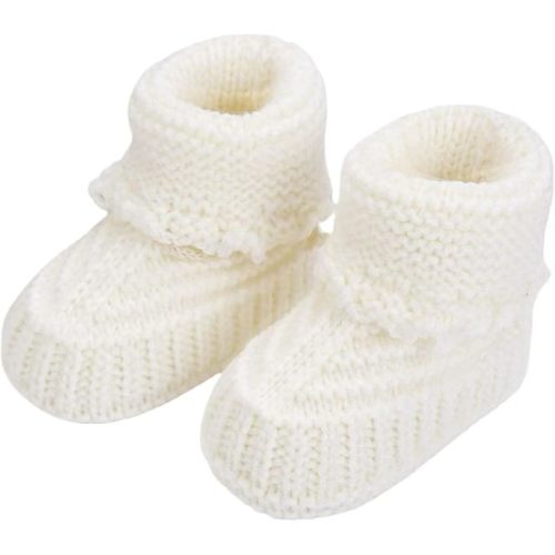Baby Booties, Newborn Walking Shoes, Infant Hand Crochet Knit Cotton Sock Booties, Soft Cozy Socks Slippers, Indoor House Shoes for Baby, 2 Pairs