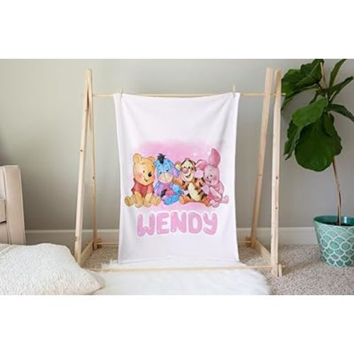 Personalized Classic The Pooh Bear Teddy Baby Blanket for Kids Girl Boy Custom Name Gifts Nursery Throw Soft Toddler Newborn Shower Christmas Birthday #9