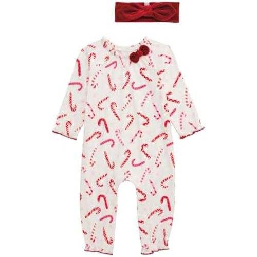 Mud Pie Baby Girls' Mud Pie Kids Christmas Candy Cane One Piece