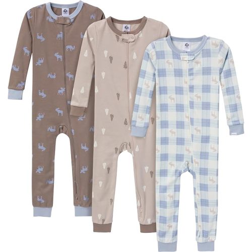 Gerber baby-girls 3-pack Snug Fit Footless One-piece Cotton Pajamas