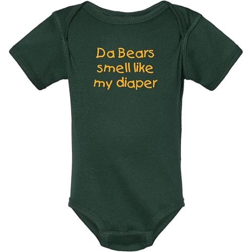 Campus Originals Packers Da Bears Smell Like My Diaper Funny Parents Gift Fan Baby Bodysuit (12 Months)