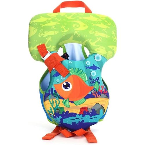 Baby Life Jacket Fish Print Baby Life Jackets 0-12 Months Around The Neck Swim Vest Swimming Training Equipment for Kids 4-10Kg Orange