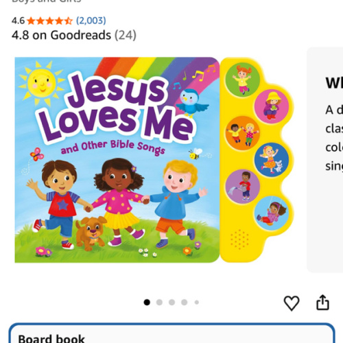 Jesus Loves Me & Other Bible Songs – Interactive Sound Book for Toddlers | Christian Baby Book with 6 Faith-Based Songs, Lyrics & Music | Baptism Gift, Bible Story Time Sing-along for Boys and Girls