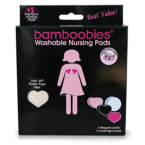 Bamboobies Women’s Nursing Pads, Reusable and Washable, Multi-Color, 3 Regular Pairs and 1 Overnight Pair, Leak-Proof Pads for Breastfeeding, 4 Pairs