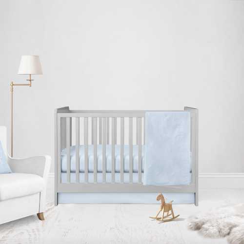 Light Blue Crib Bedding: Cotton Blanket, Sheet & Skirt