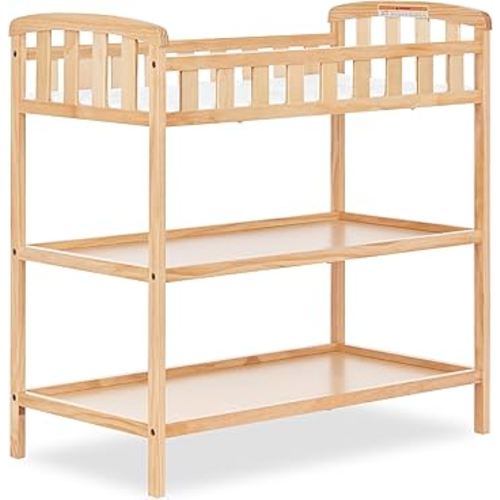 Dream On Me Emily Changing Table In Natural, Comes With 1" Changing Pad, Features Two Shelves, Portable Changing Station, Made Of Sustainable New Zealand Pinewood
