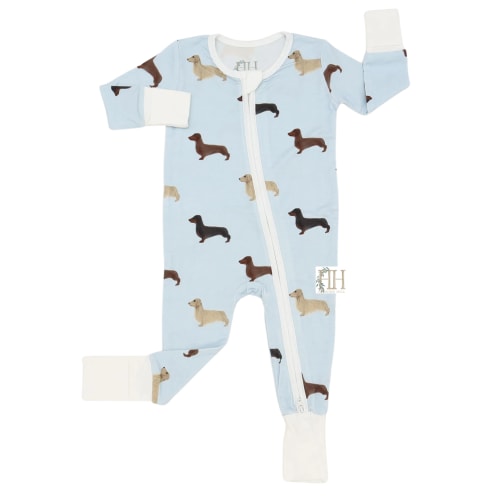 Boys Dachshund Double Zipper Romper