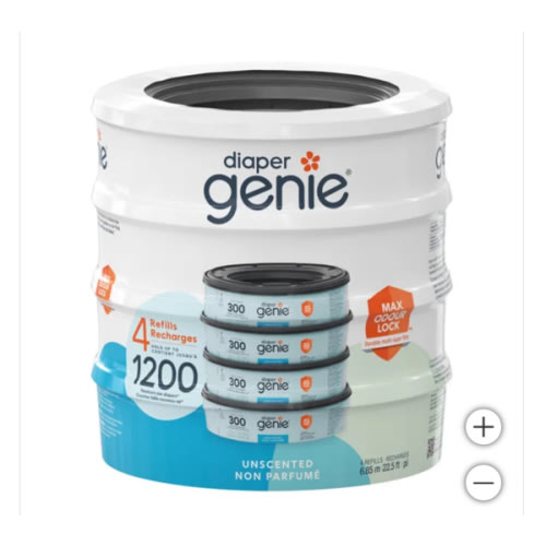Diaper Genie Unscented Round Refill, 4-pack