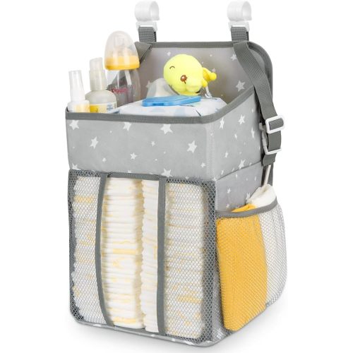 Maliton Changing Table Diaper Organizer - Baby Hanging Diaper Stacker Nursery Caddy Organizer for Cribs Playard Baby Essentials Storage (Star)