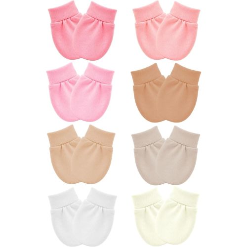8 Pairs Newborn Baby Mittens No Scratch Infant Baby Cotton Gloves Newborn for 0-6 Months Baby Boys Girls
