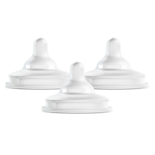 Boon Nursh Curve Silicone Baby Bottle Nipples - Slow Flow - Stage 1 - 3pk