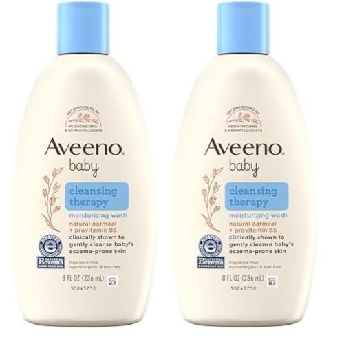 Aveeno Baby Cleansing Therapy Moisturizing Baby Body Wash with Natural Oatmeal & ProVitamin B5, Gentle Tear-Free Baby Bath Wash for Sensitive & Eczema-Prone Skin, Hypoallergenic, 8 oz (Pack of 2)