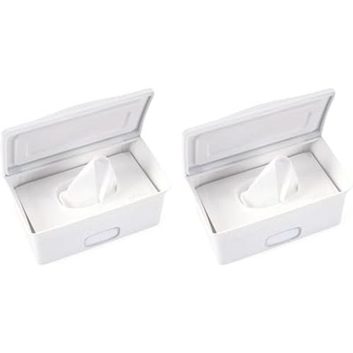 Ubbi Baby Wipes Dispenser | Baby Wipes Case | Baby Wipes Holder with Weighted Plate, Keeps Wipes Fresh and Non-Slip Rubber Feet, White (Pack of 2)