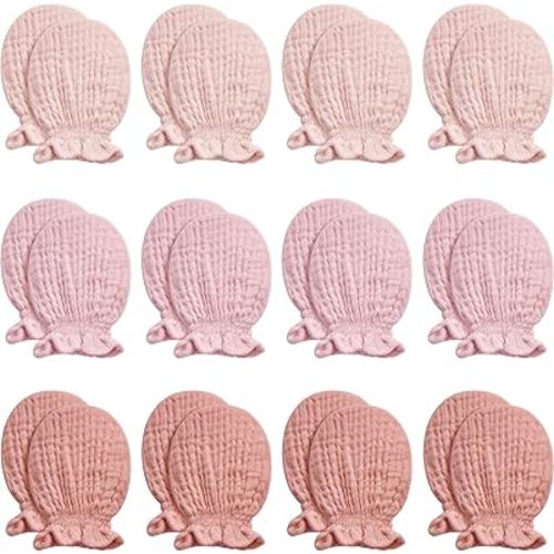 Pro Goleem Muslin Baby Mittens for Newborn, 100% Cotton No Scratch Soft Breathable Gloves for Boys and Girls 0-6 months