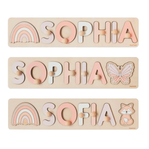 Personalized Name Puzzle Montessori Toys Nursery Decor Customized Puzzle Educational Toy Christmas Gift For a 1 Year Old Gifts Kids Name Sign for Nursery Easter Present for Baby