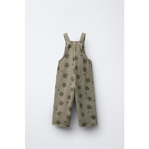 FLORAL TWILL OVERALLS - Brown | ZARA United States
