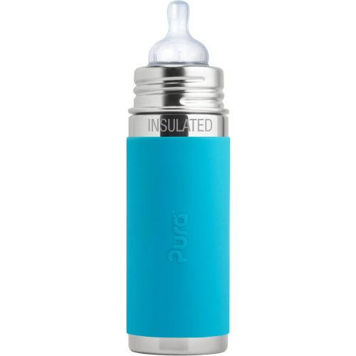 Pura Kiki 7oz Stainless Steel Insulated Infant Bottle – Includes Silicone Medium-Flow Nipple & Sleeve – Anti-Colic, Plastic-Free, MadeSafe Certified