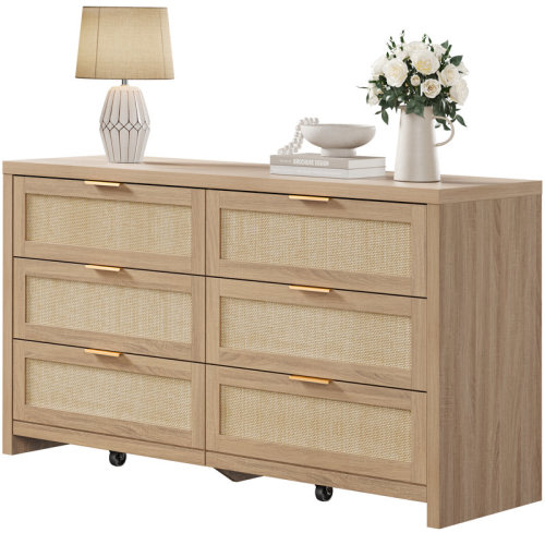 Bay Isle Home™ Chada Rattan 6 Drawer 56.85" Wide Dresser With Ample Storage & Reviews | Wayfair